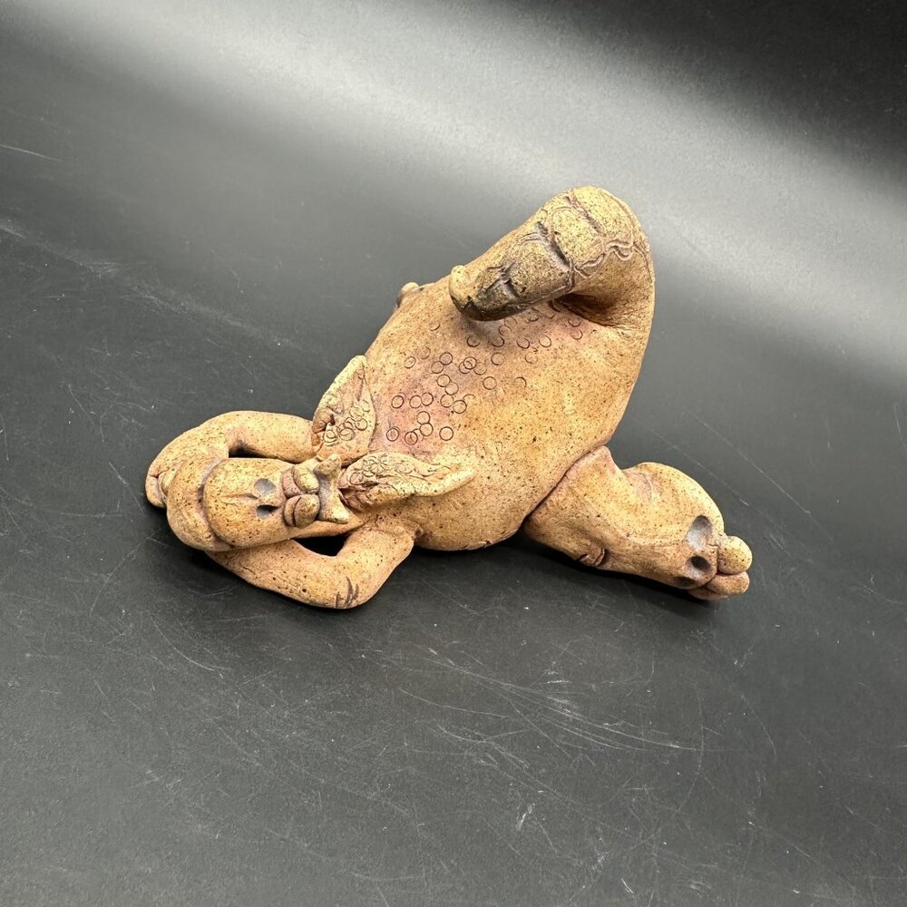 Vintage Dragon Figurine Art Pottery Marlene Slothouber 1986 Kitschy Handmade